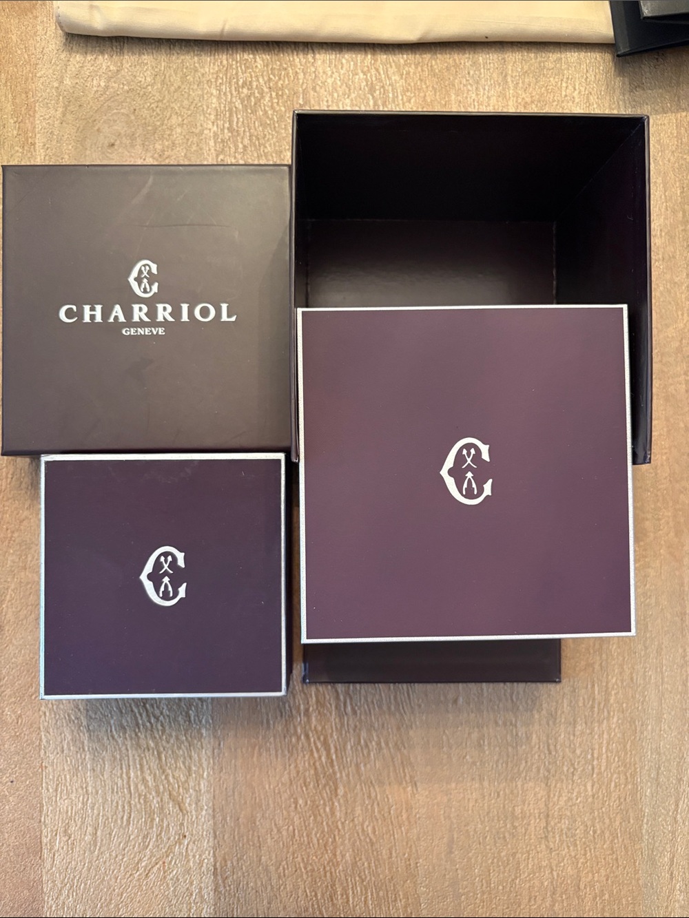 Charriol set of two Accessories Box Set - Plum and White Logo